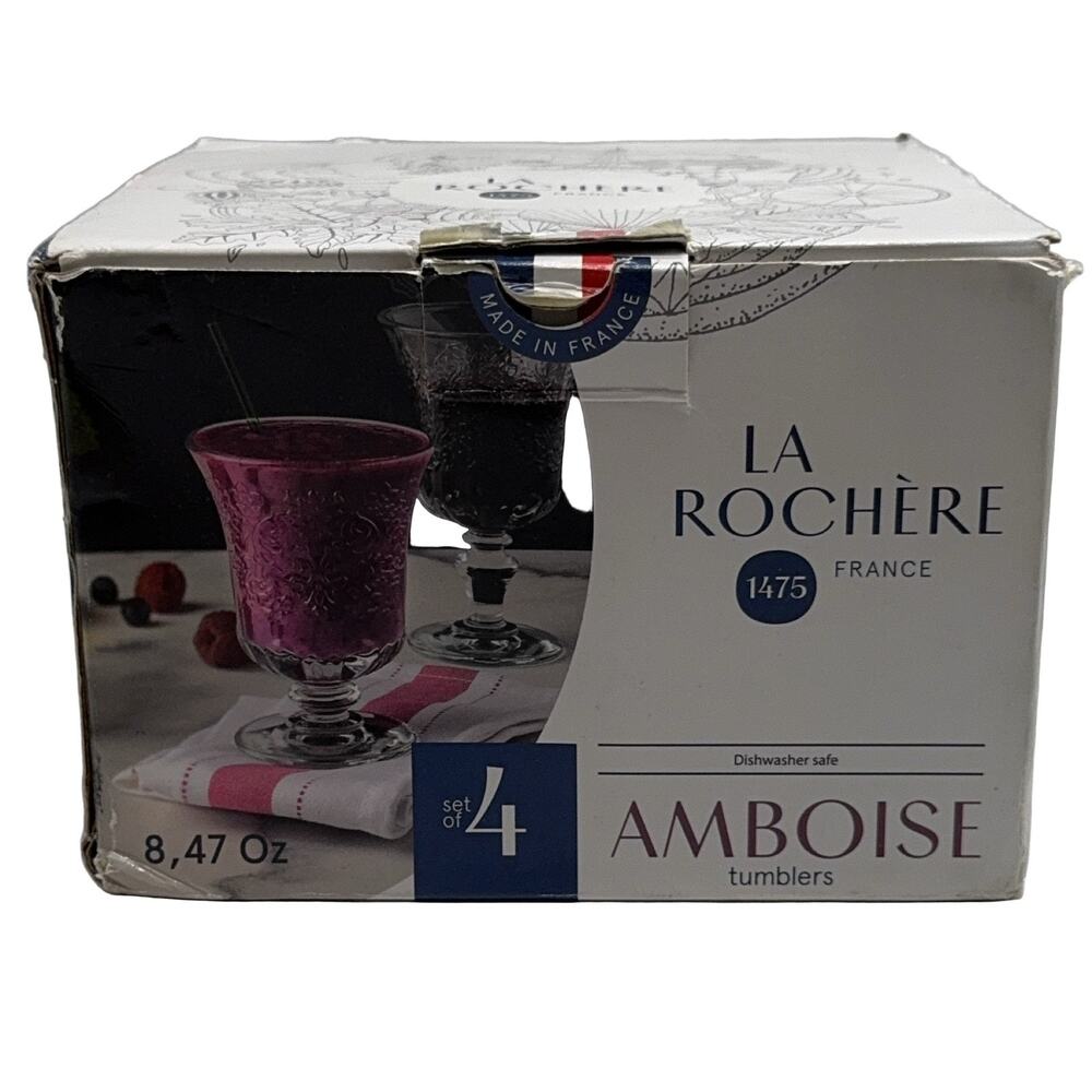 La Rochere Amboise Tumblers Set of 4 Clear Pressed Glass French Country 8.47 Oz